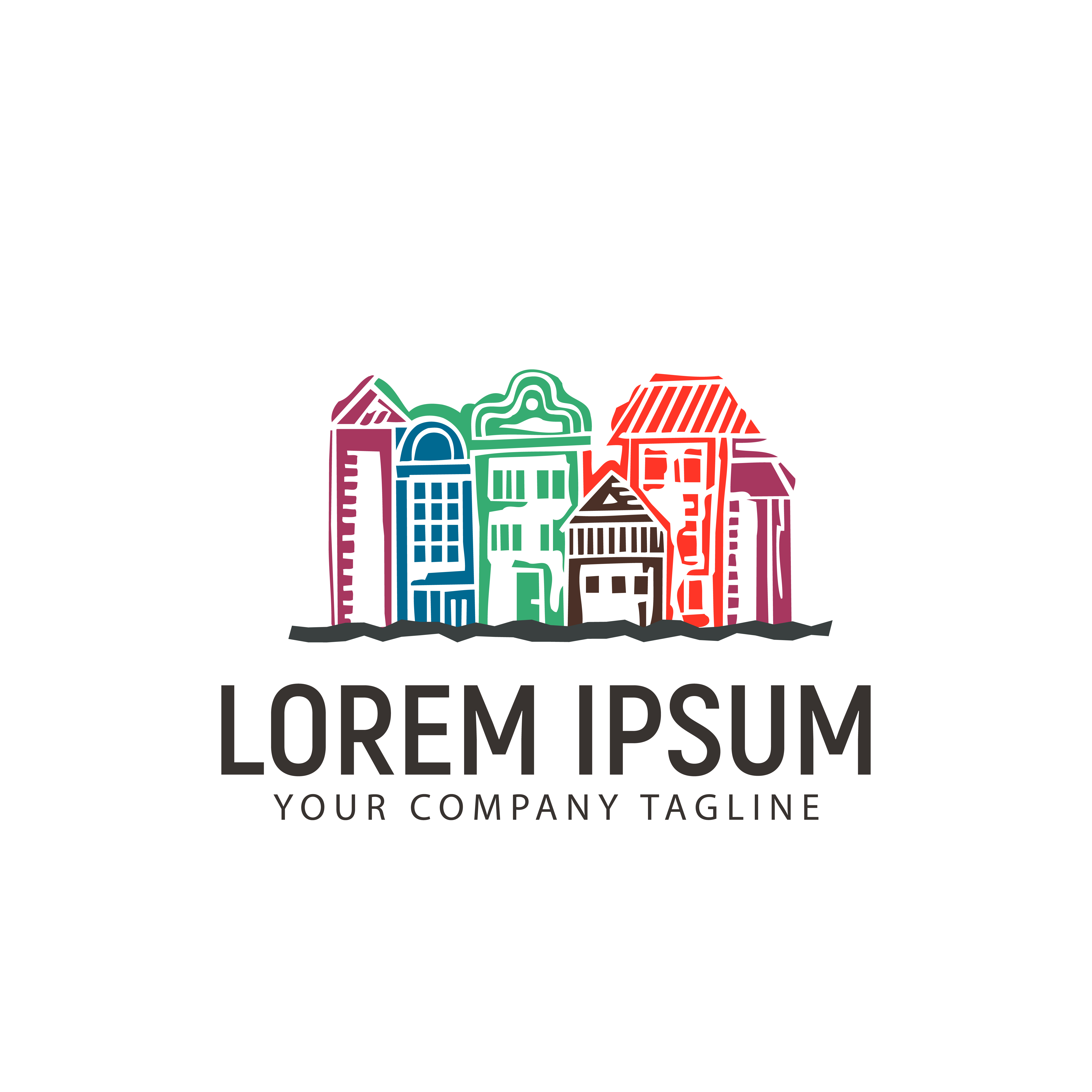 Download hand drawn urban town logo design concept template 612297 Vector Art at Vecteezy