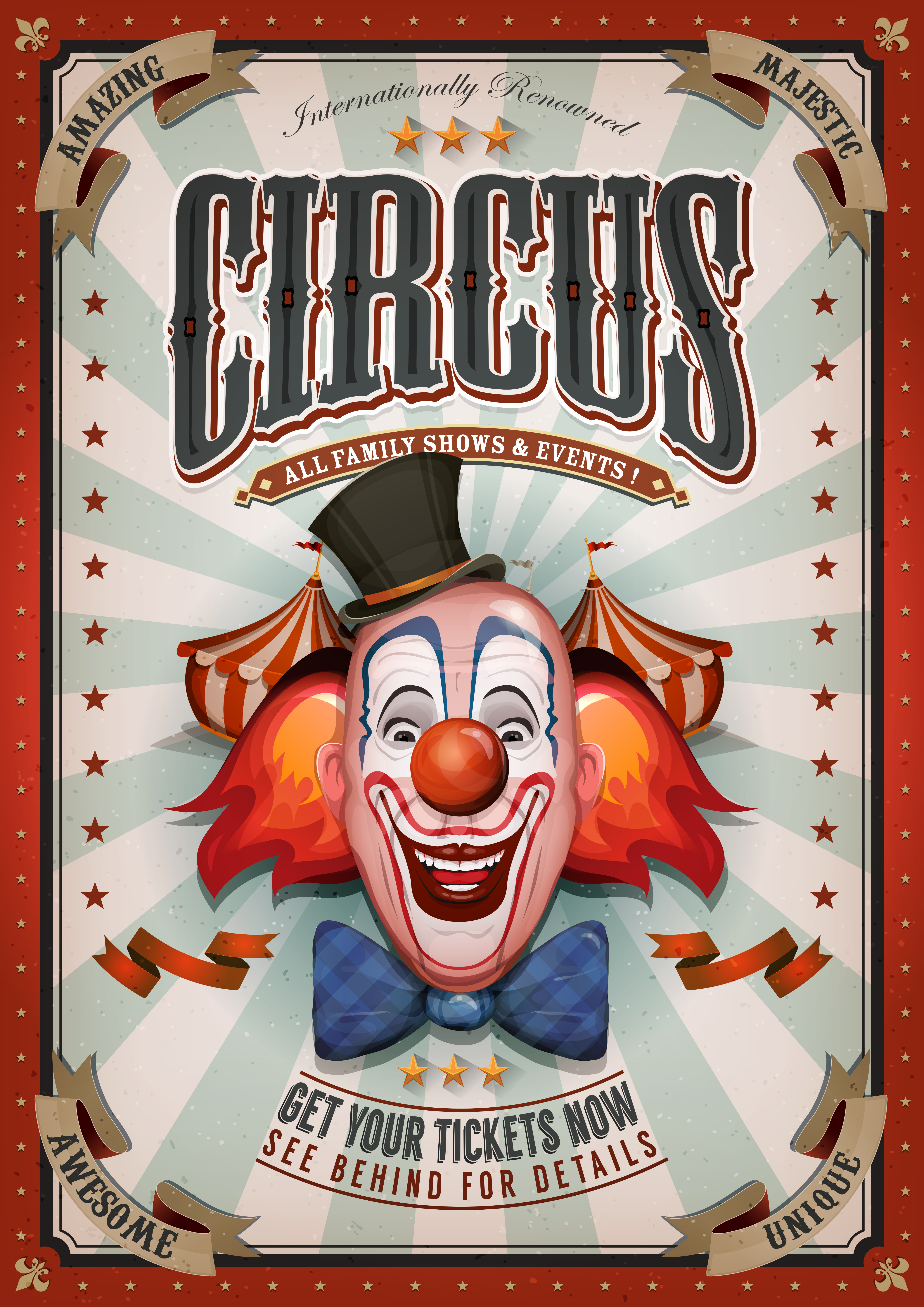 Vintage Circus Poster With Big Top 612382 Vector Art at Vecteezy