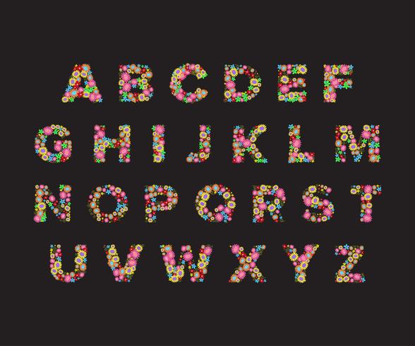 vector flower font,capital Alphabet