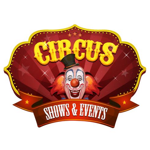 Banner de circo de carnaval con cabeza de payaso vector