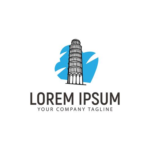 tower of Pisa logo hhand drawn design concept template vector