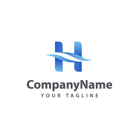 Letter H Wave logo design template. vector
