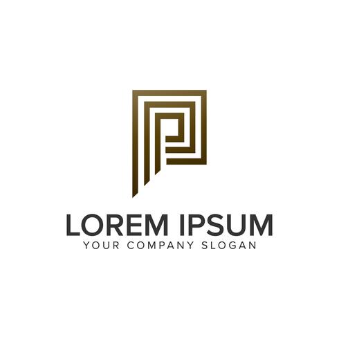 letter P luxury line logo design concept template. vector