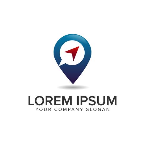 map pointer with arrow gps logo design concept template. fully e vector