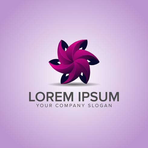 3D flower Logo design concept template. fully editable vector