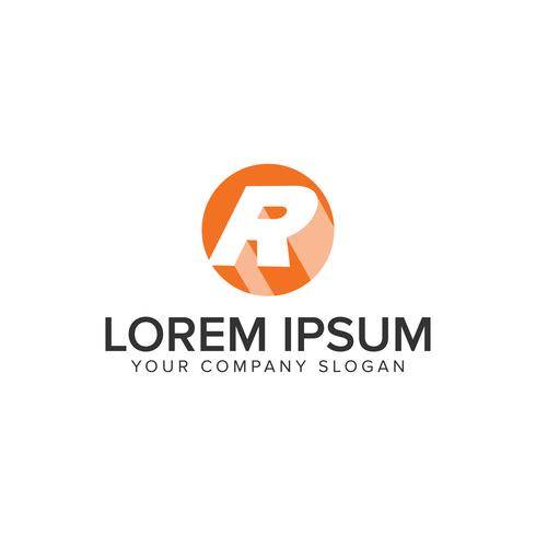letter R circle shadow logo. negative space design concept templ vector