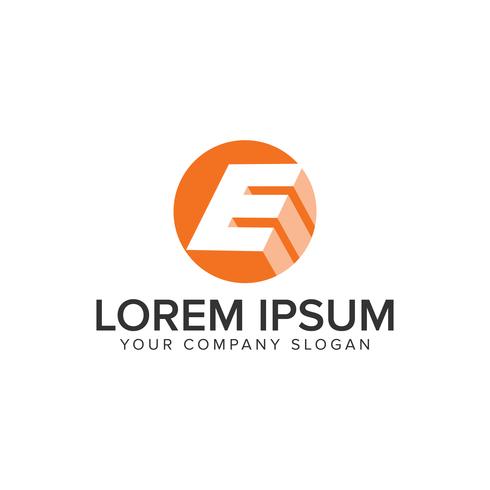letter E circle shadow logo. negative space design concept templ vector