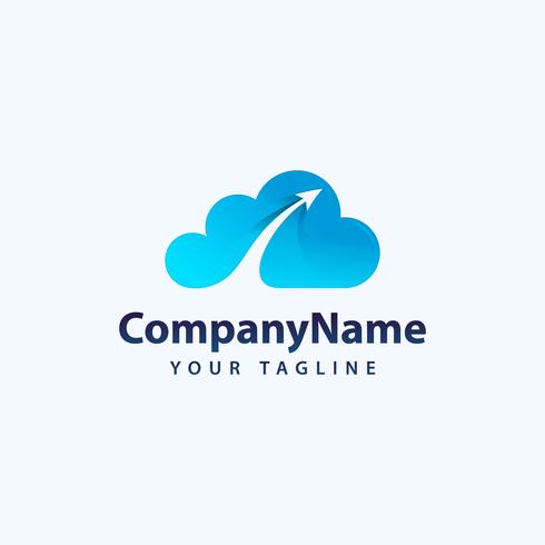 Creative 3D Cloud Logo Design. Icono creativo del vector de una nube azul con las flechas.