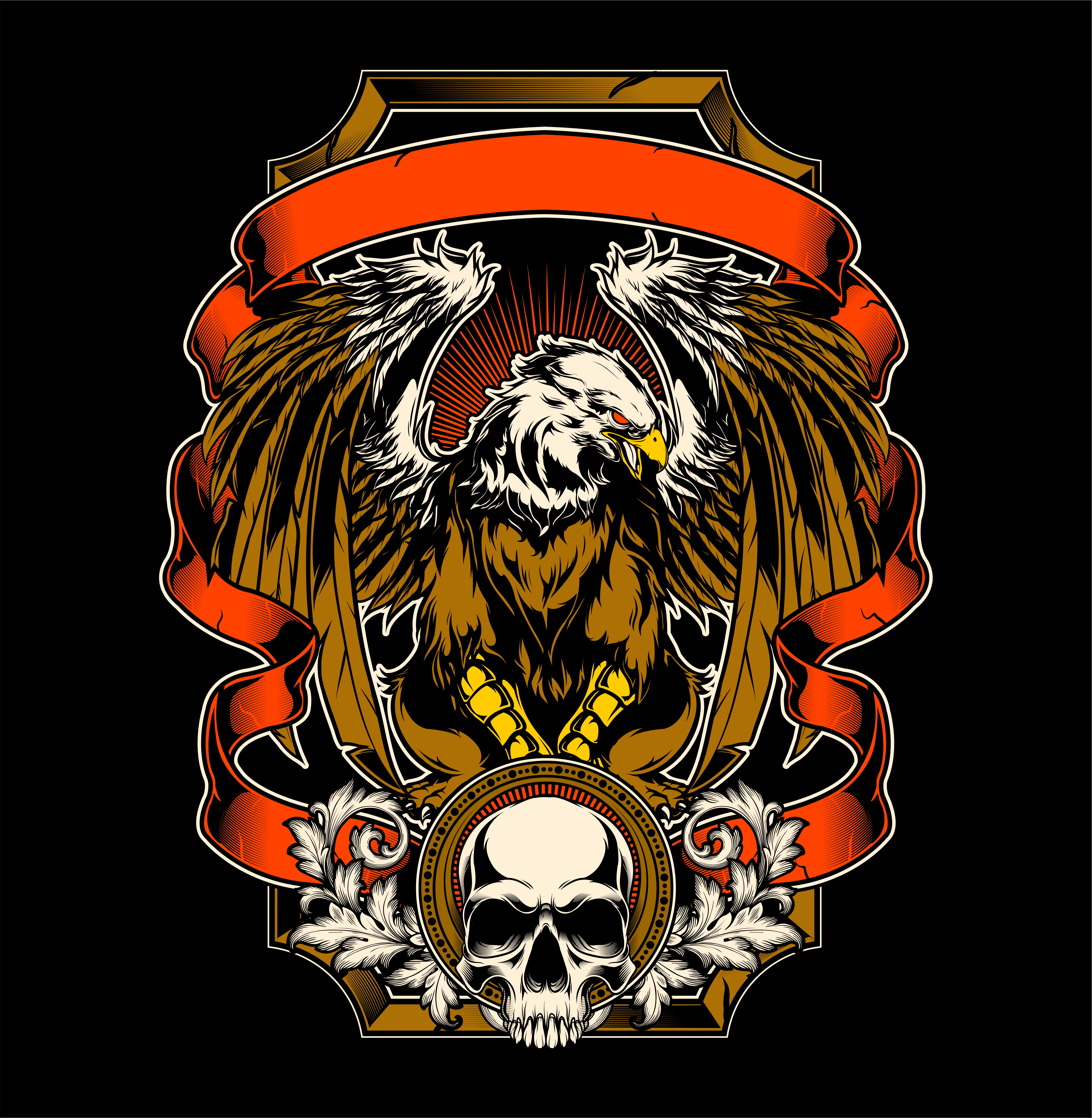 eagle and skull hand drawing vector 613447 - Download Free Vectors