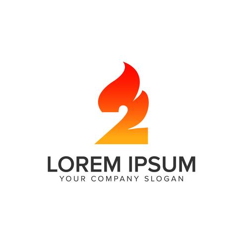 Número 2 ignición plantilla de concepto de diseño de logotipo de llama. completamente editado vector