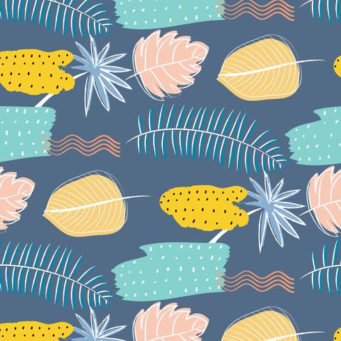 Hand Drawn Textures Abstract Floral Pattern Background. Vector Illustration.