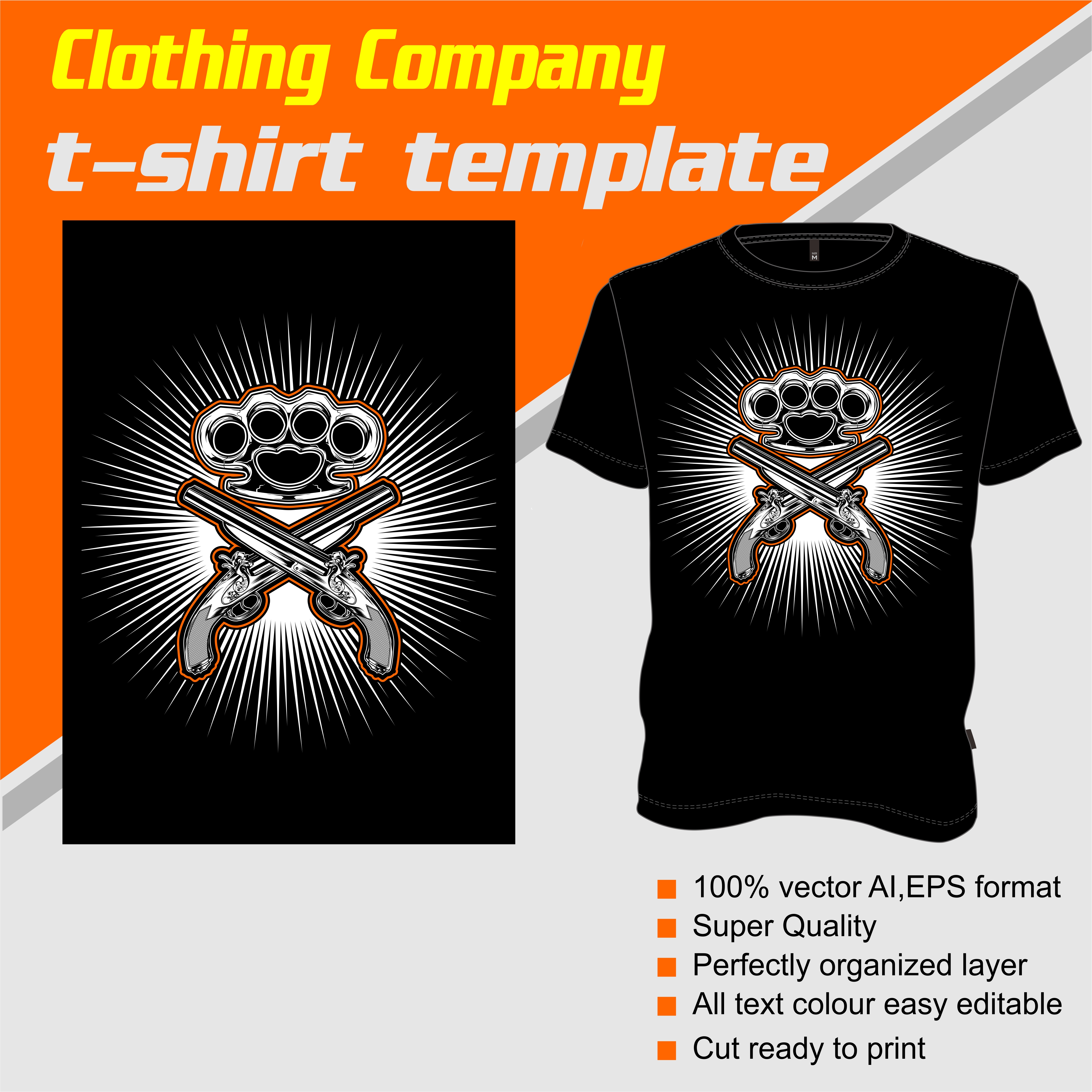 Download T-shirt template, fully editable with gun and knuckle ...