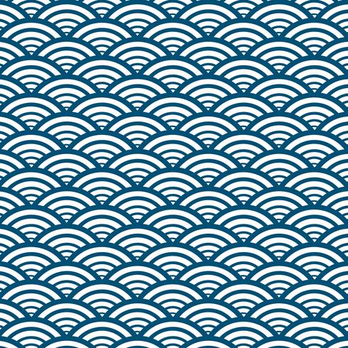 Blue Wave Pattern Background Japanese Style. Vector Illustration.