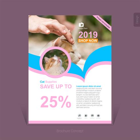 Colorful pets supplies business brochure template - Vector Illustration