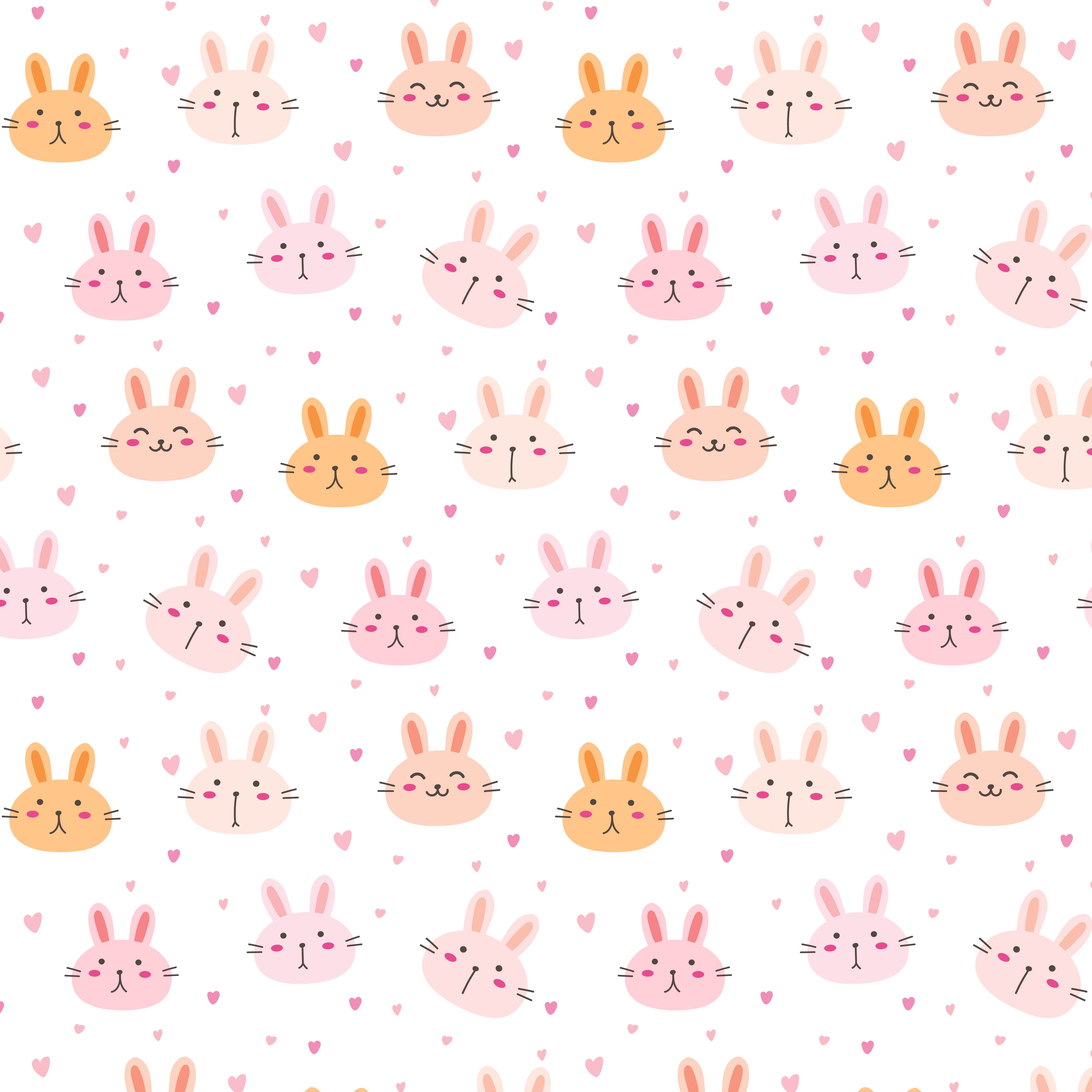 Cute Bunny Vector Pattern Background. Funny Doodle. Handmade Vector ...