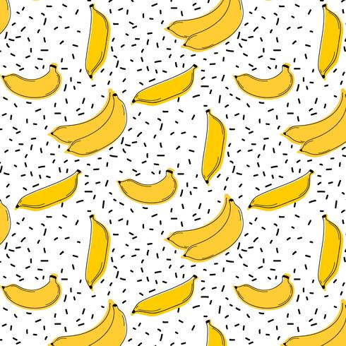 Hand Drawn Banana Pattern Vector Illustration Background.