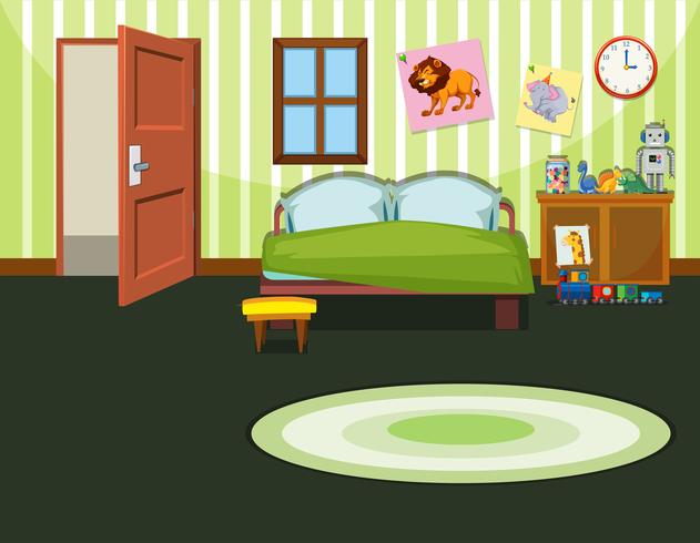 Una plantilla de dormitorio verde vector