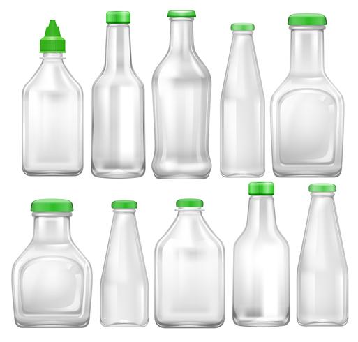 Set de botella transparente vector