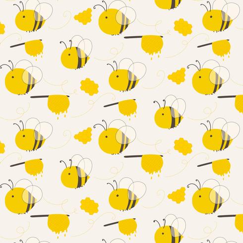 Cute Bee Pattern Background. Vector Illustration.