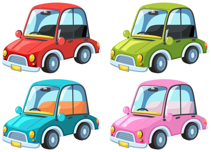 Un conjunto de coches de colores vector