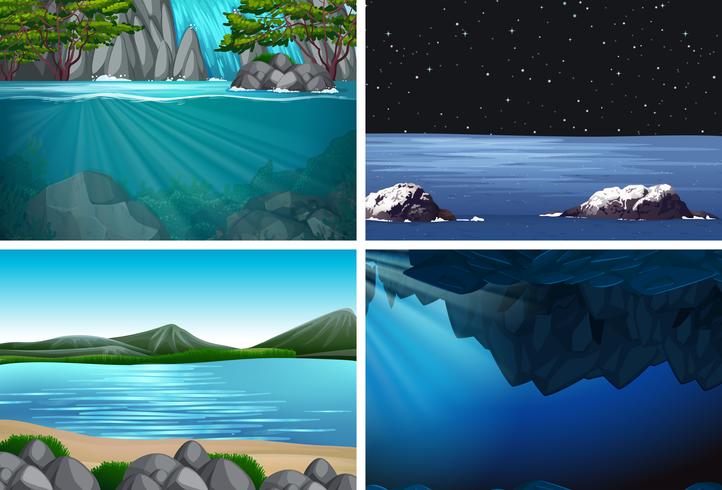 set of water background scenes vector