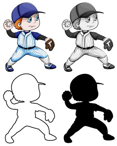 Set of baseball athletes  vector
