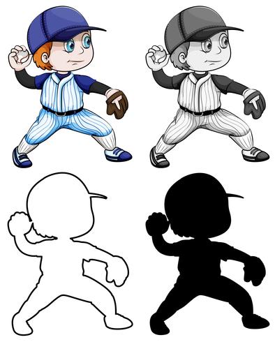 Conjunto de atletas de béisbol. vector