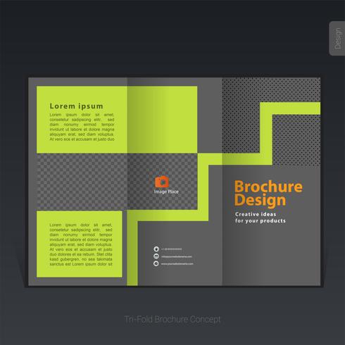 Colorful business tri-fold brochure template, cover design, flyer - Vector Illustration