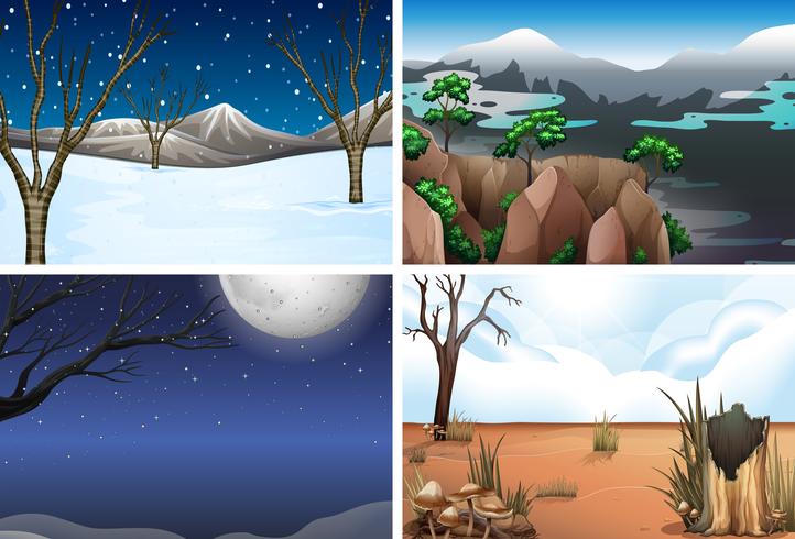 Set of nature landscape vector