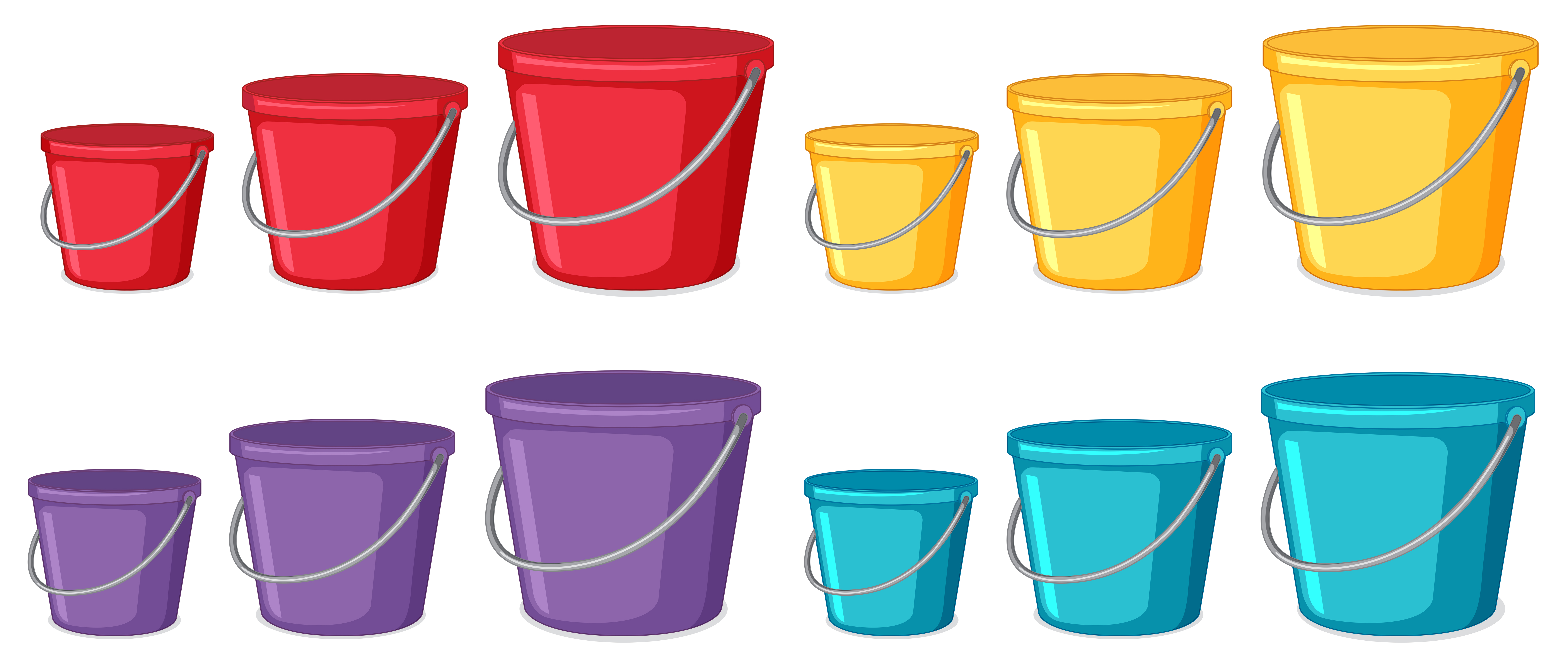Set of bucket different color and size 613906 Vector Art at Vecteezy