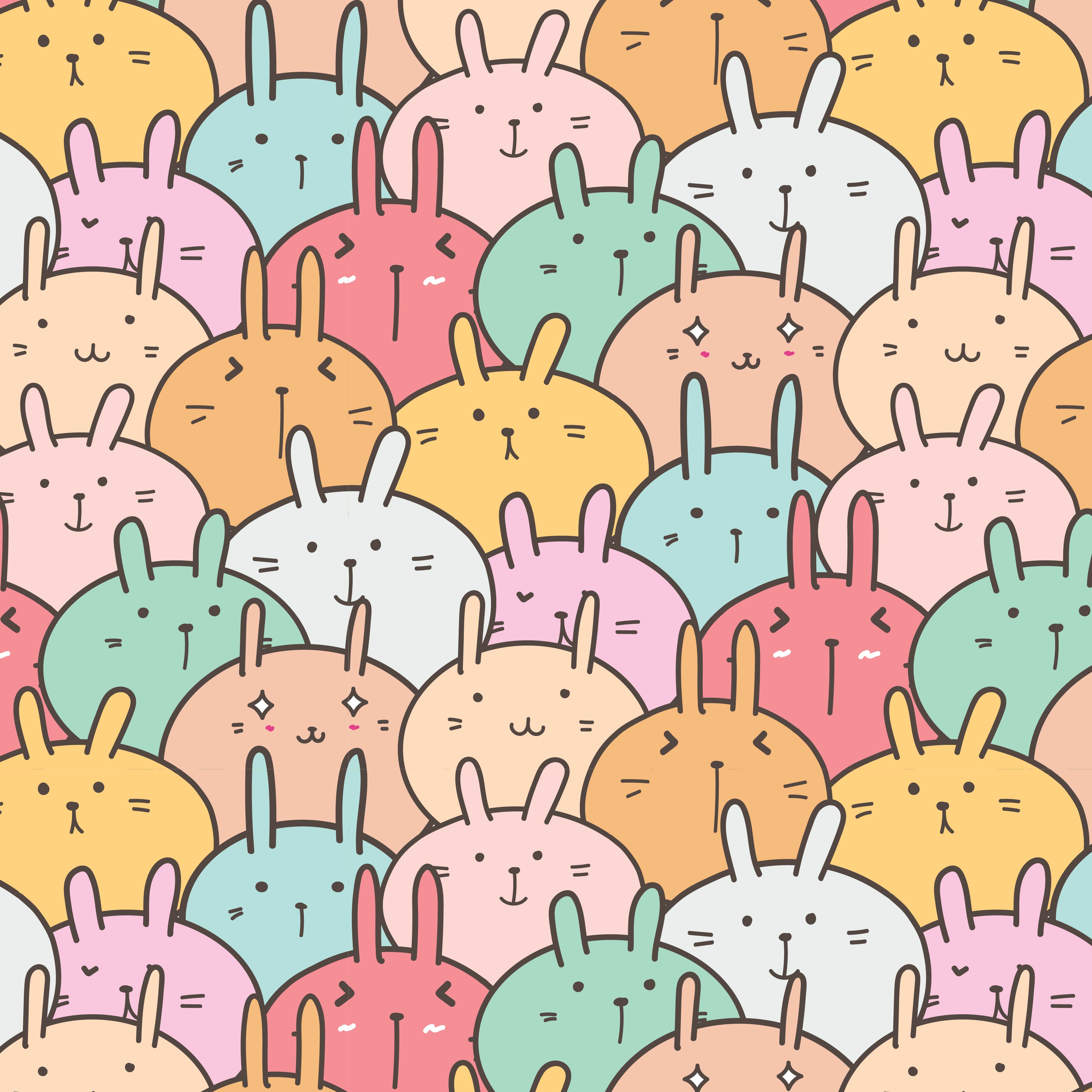 Cute Bunny Vector Pattern Background. Funny Doodle. Handmade Vector ...