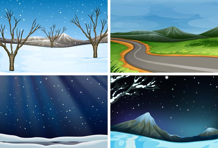 Set of nature landscape vector