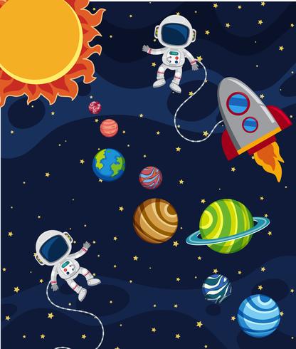 A solar system scene vector