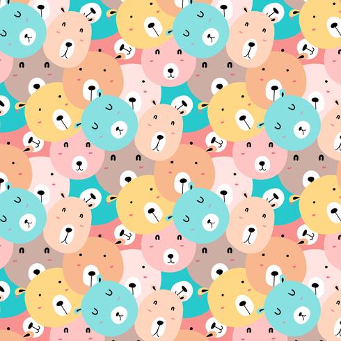 Cute bear pattern background. vector