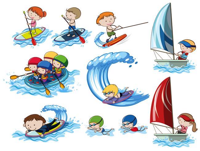 A Set of  Water Sport Activities vector