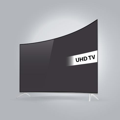 Serie elegante curvada del LED TV aislada en fondo gris vector