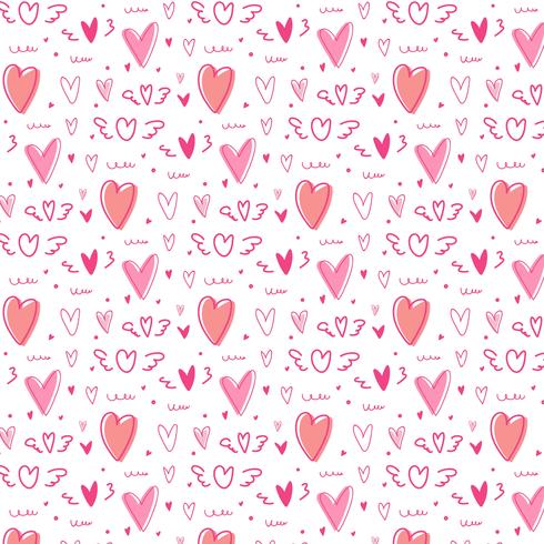 Hand Drawn Cute Heart Pattern Background Download Free Vectors Clipart Graphics Vector Art