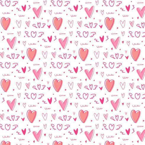 Fondo lindo dibujado mano del modelo del corazón vector