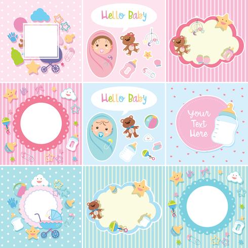 Set of cute baby border vector