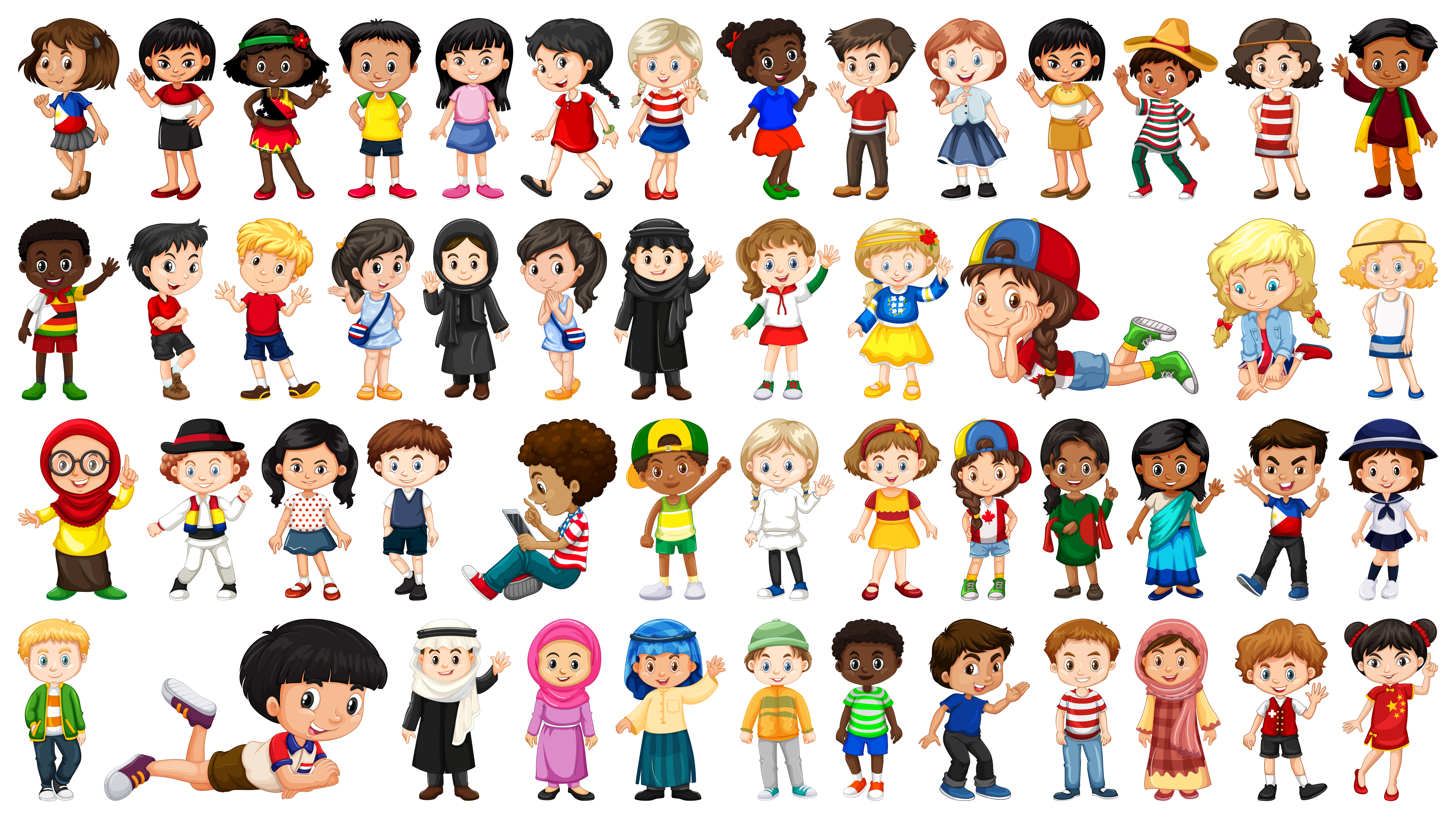 Set of multicultural character 614005 Vector Art at Vecteezy
