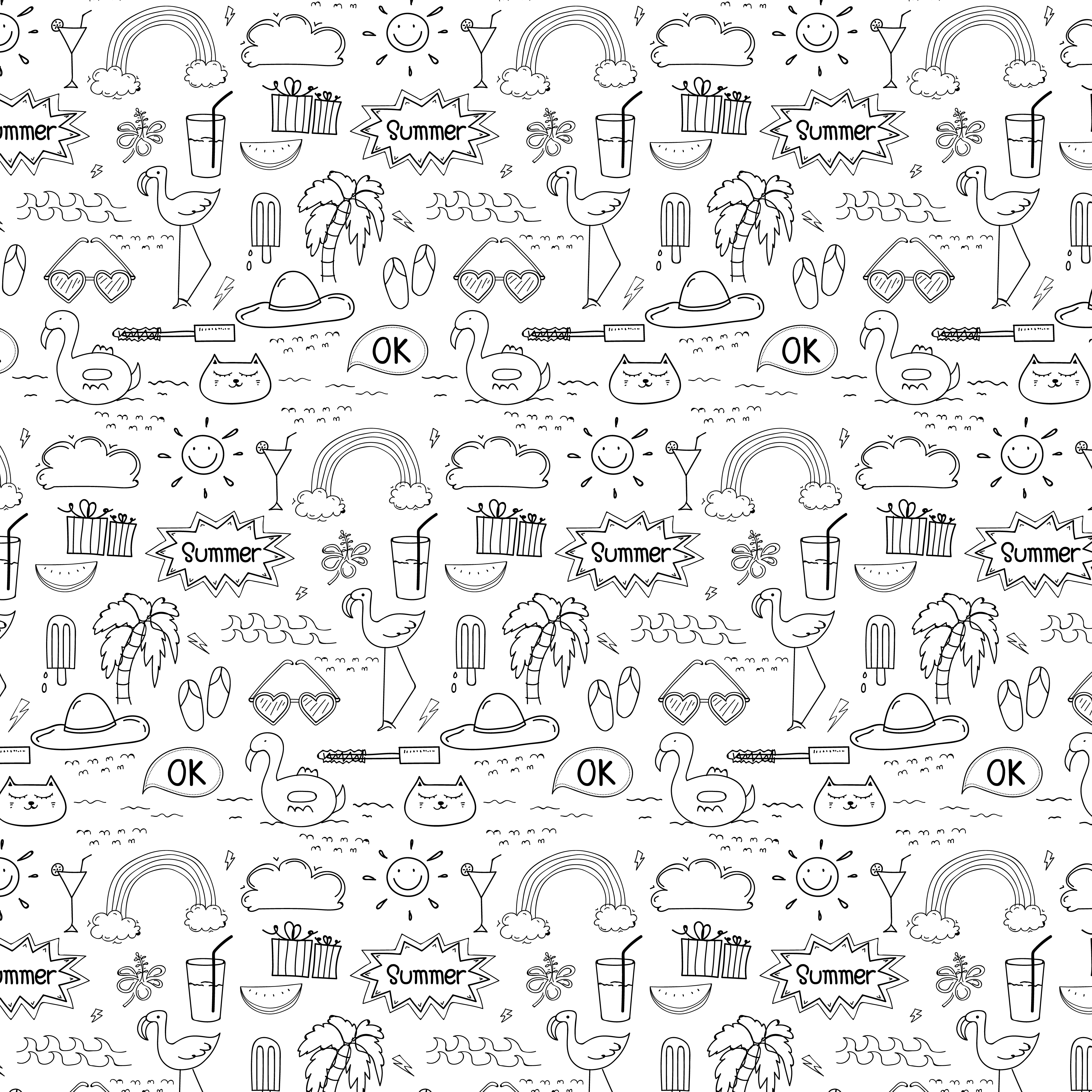 Download Pattern With Hand Drawn Doodle Summer Background. Doodle Funny. Handmade Vector Illustration ...