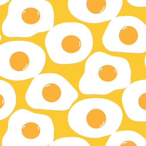 Fried Egg Pattern With Yellow Background. vector