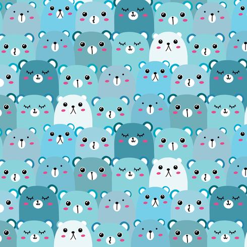 Hand Drawn Bears Vector Pattern Background. Fun Doodle.