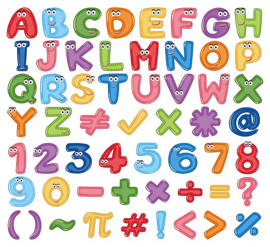 Colourful English Alphabet and Number vector