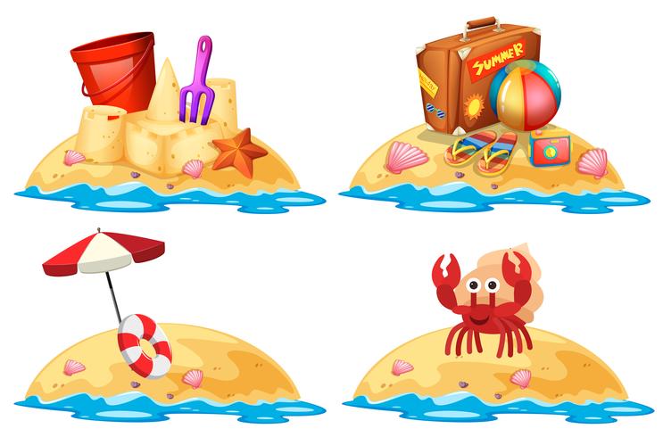 Set of little sand islands vector