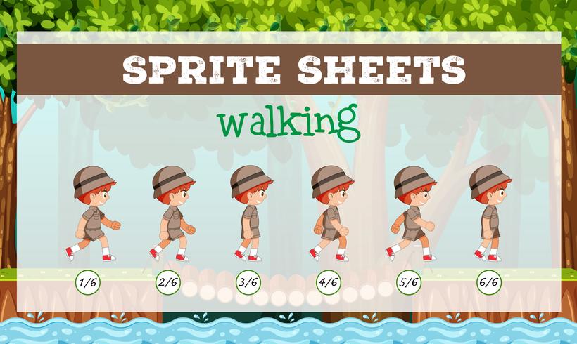 sprite sheet boy walking vector