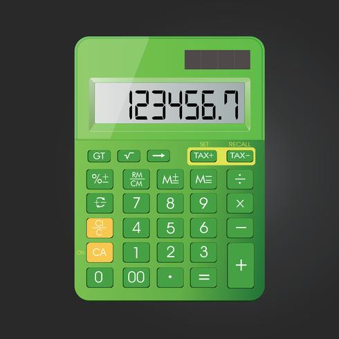 Icono realista del vector de la calculadora aislado en fondo negro