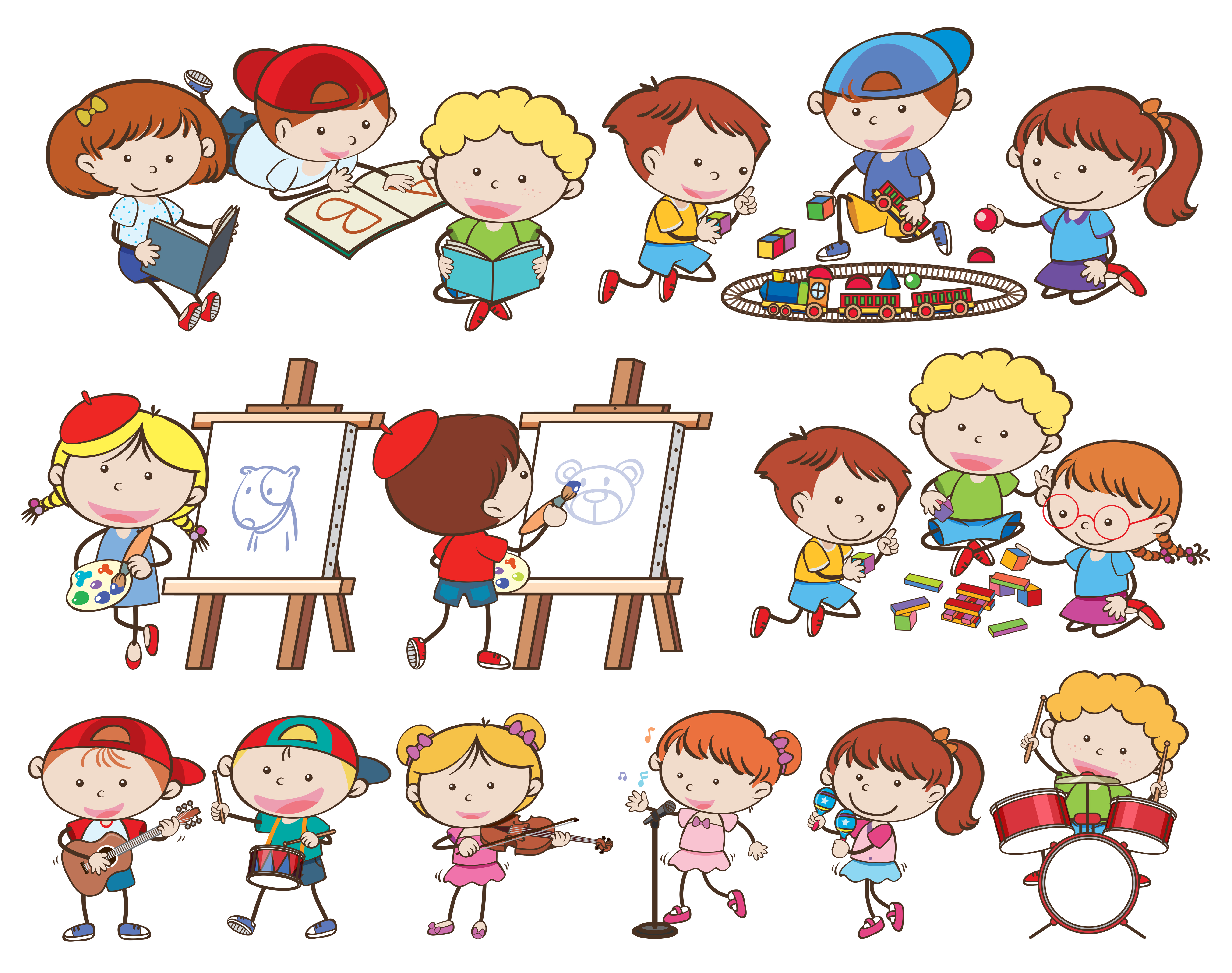 A Set Of Children And Activities 614096 Vector Art At Vecteezy