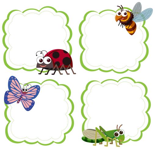 Set of insect note template vector