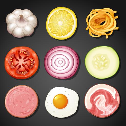 A set of sliced ingredient vector